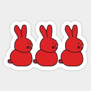 Three Red Easter Bunnies Sticker